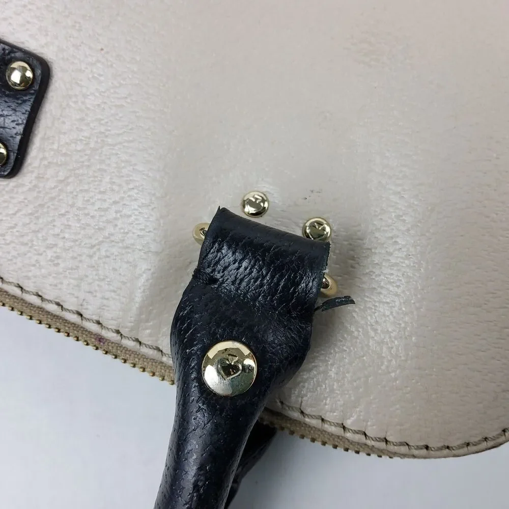 Kate Spade NY Domed Two Tone Leather Satchel Handbag Purse